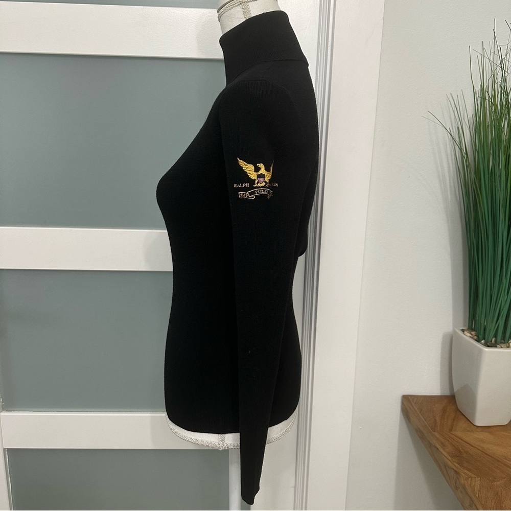 Ralph Lauren Blue Label 100% Wool Turtleneck
Sweater Small Navy Blue Eagle Crest